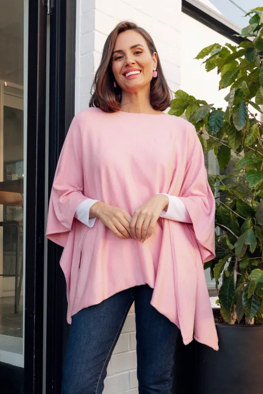 Timothy Pink Cotton Stretch Poncho sold by Blue Bungalow