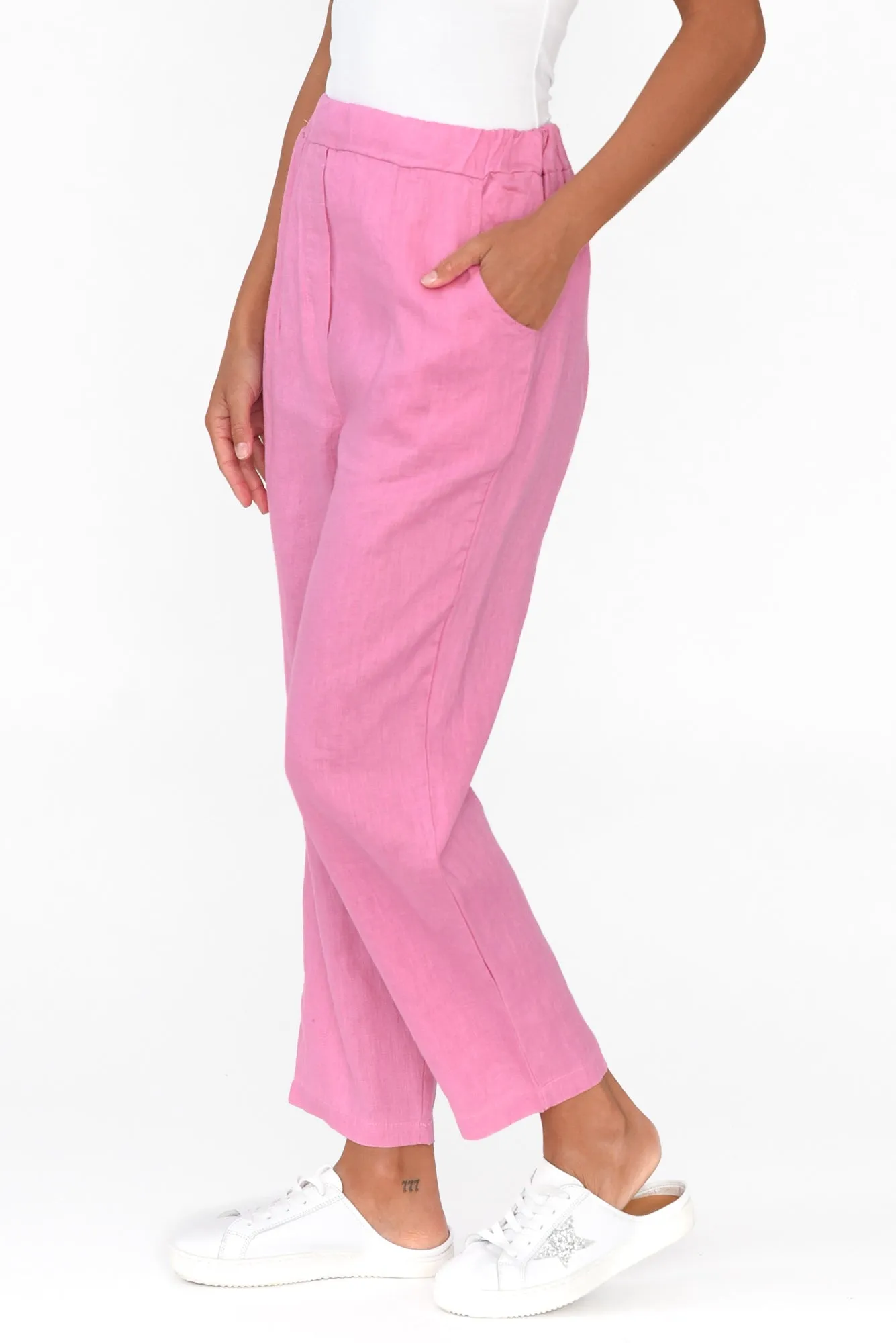 Marylou Pink Linen Pocket Pants sold by Blue Bungalow product image thumbnail 3