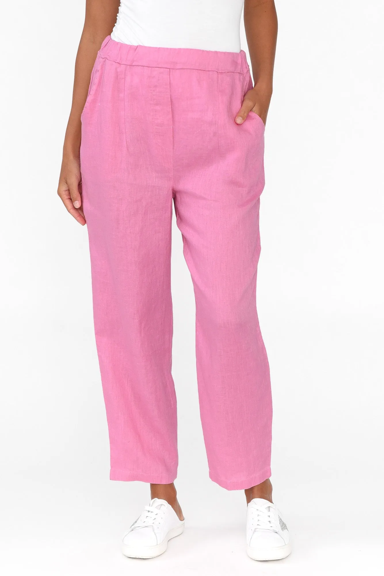 Marylou Pink Linen Pocket Pants sold by Blue Bungalow