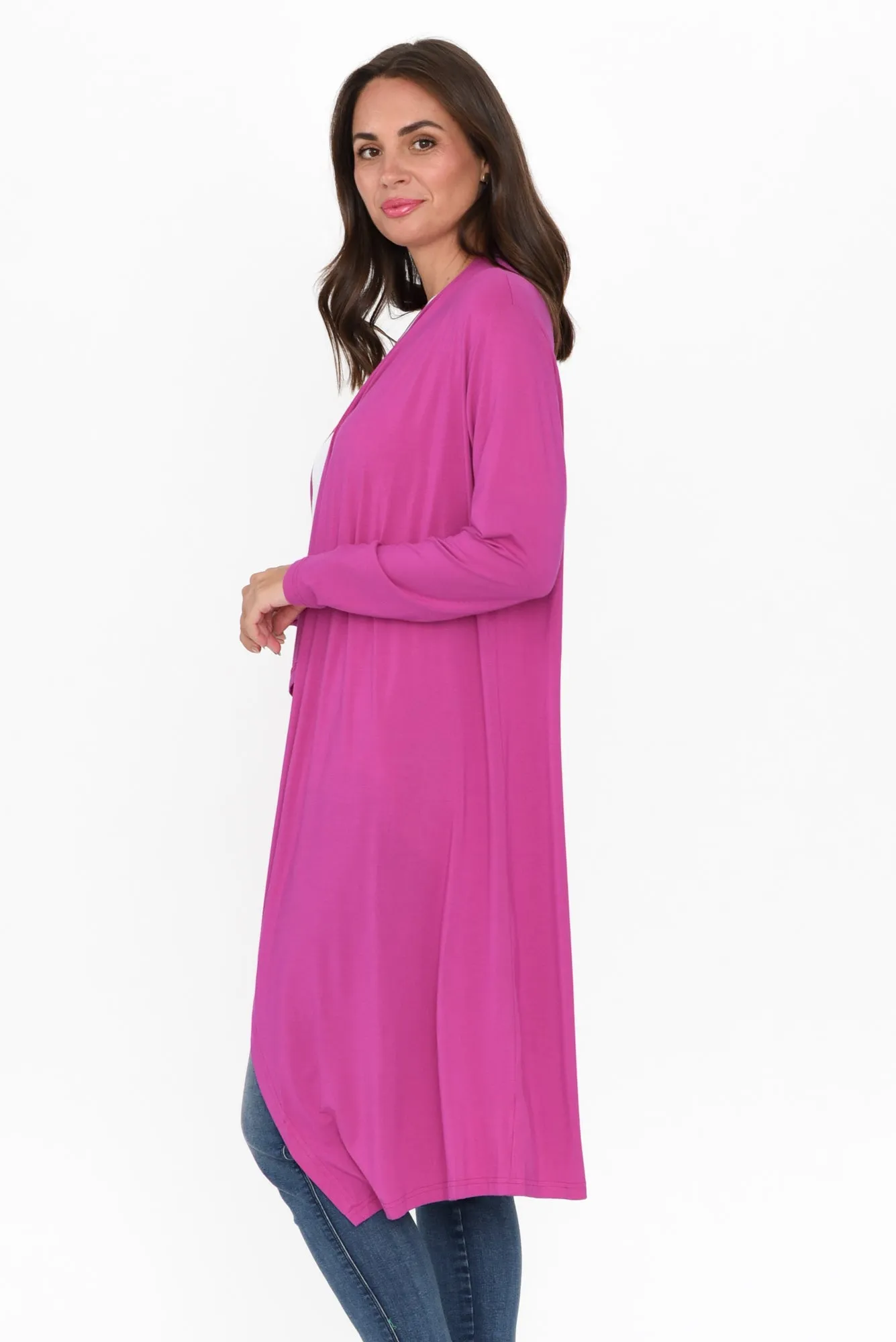 Leanna Magenta Bamboo Waterfall Cardigan sold by Blue Bungalow product image thumbnail 4