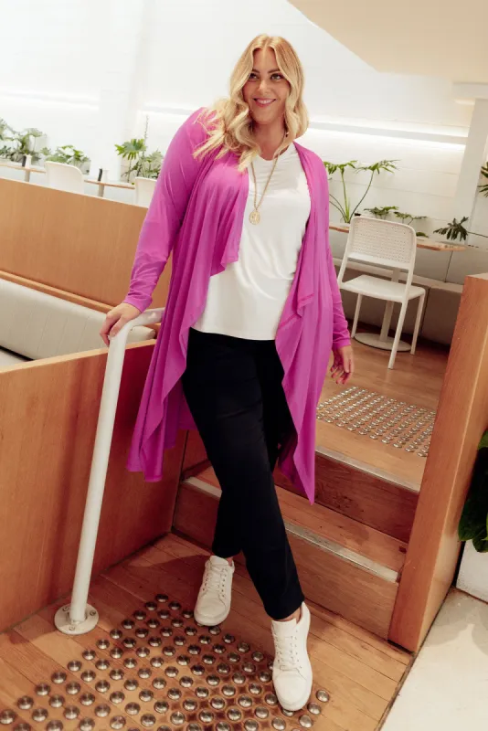 Leanna Magenta Bamboo Waterfall Cardigan sold by Blue Bungalow