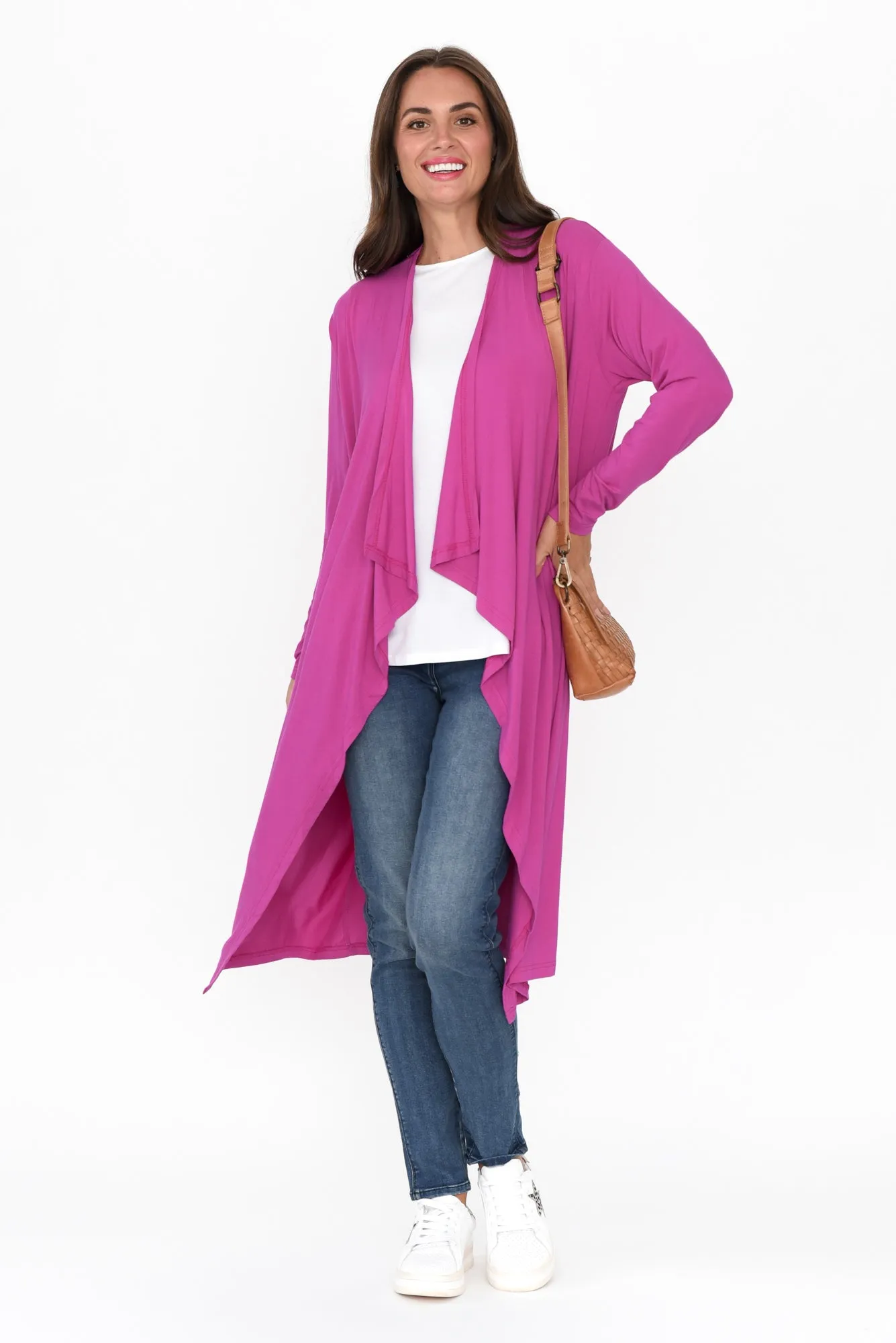 Leanna Magenta Bamboo Waterfall Cardigan sold by Blue Bungalow product image thumbnail 3