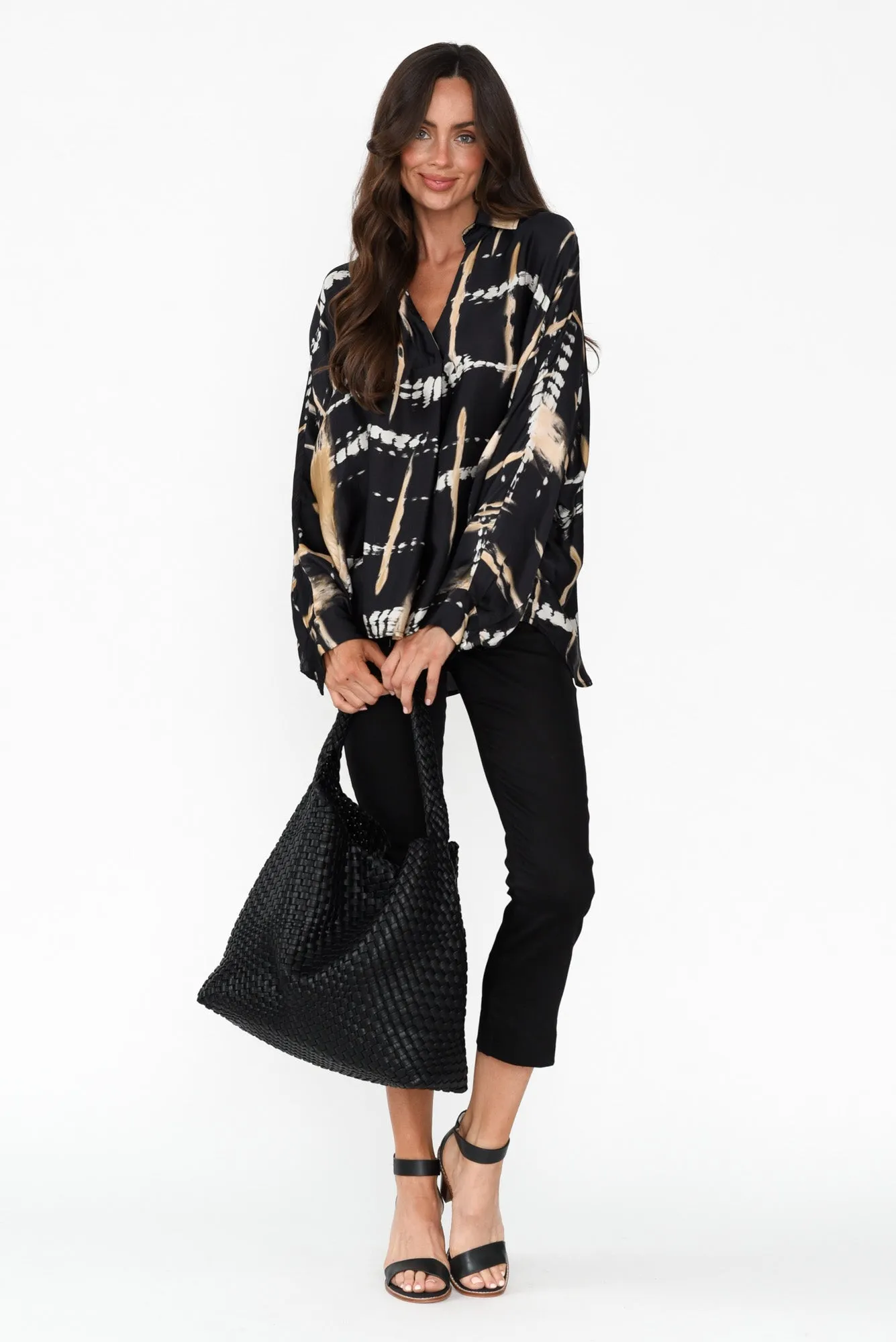 Monza Black Stretch 7/8 Pants sold by Blue Bungalow product image thumbnail 2