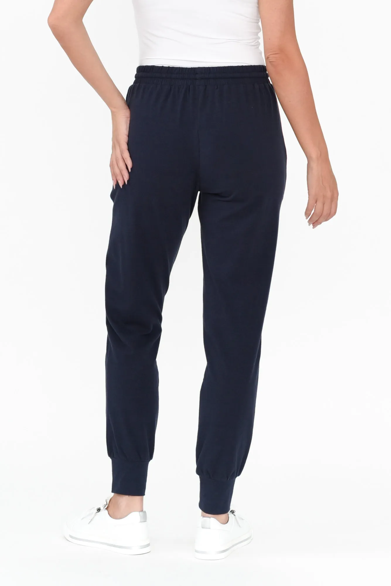 Navy Cotton Everyday Tie Sweatpants sold by Blue Bungalow product image thumbnail 4