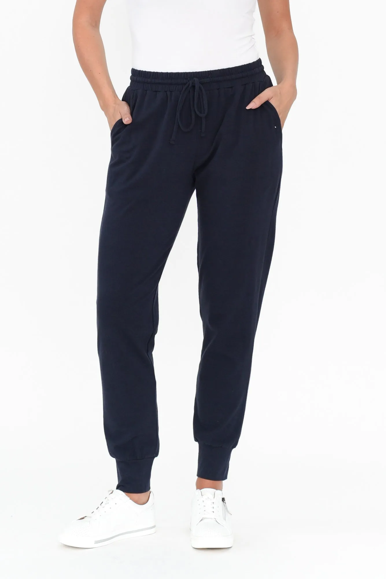 Navy Cotton Everyday Tie Sweatpants sold by Blue Bungalow