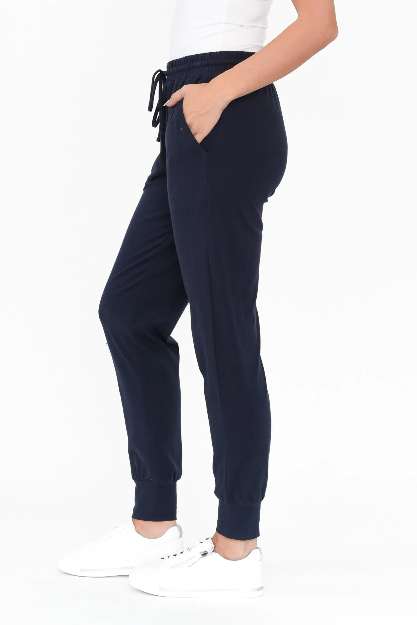 Navy Cotton Everyday Tie Sweatpants sold by Blue Bungalow product image thumbnail 3