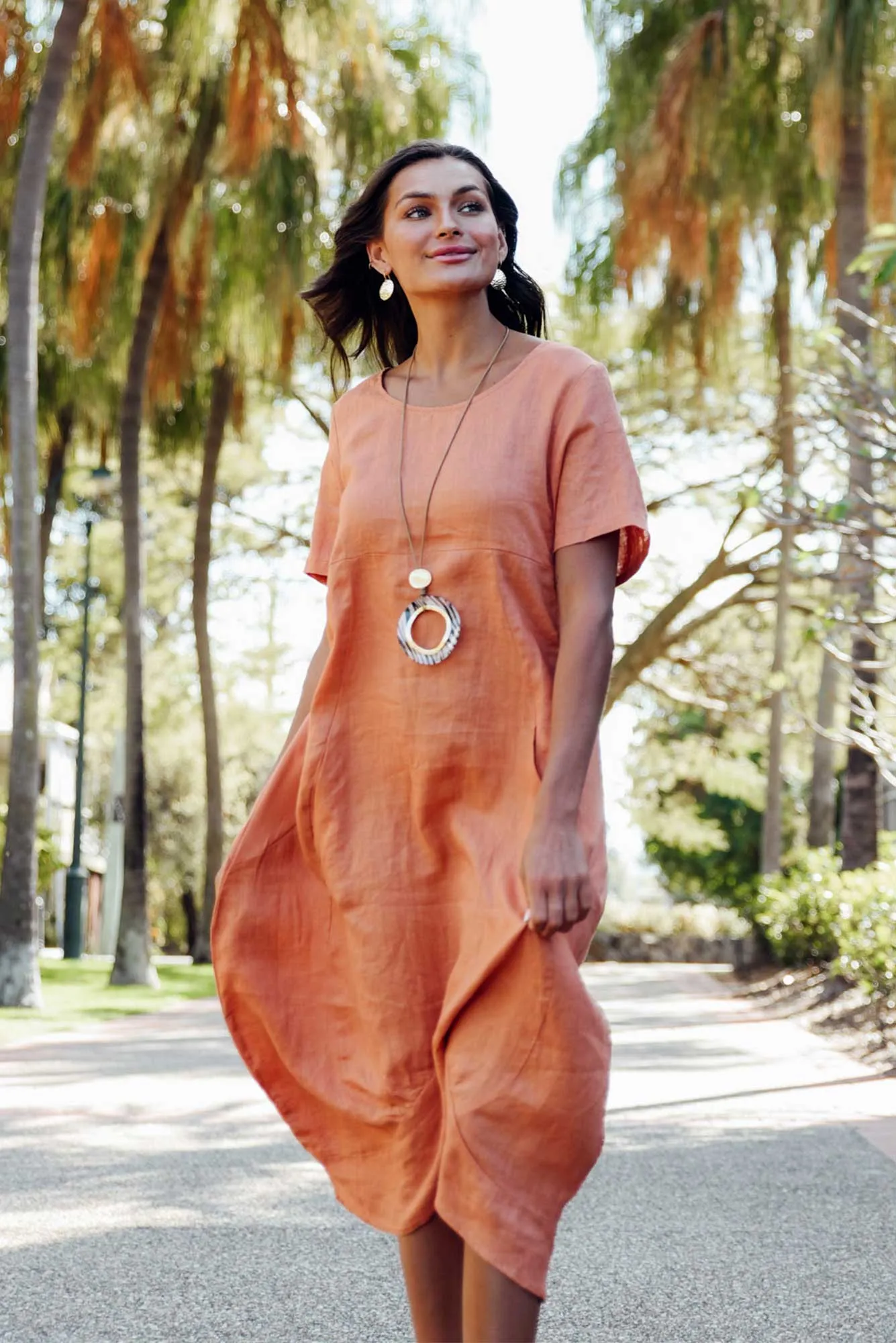 Kandace Orange Linen Pocket Dress sold by Blue Bungalow product image thumbnail 2