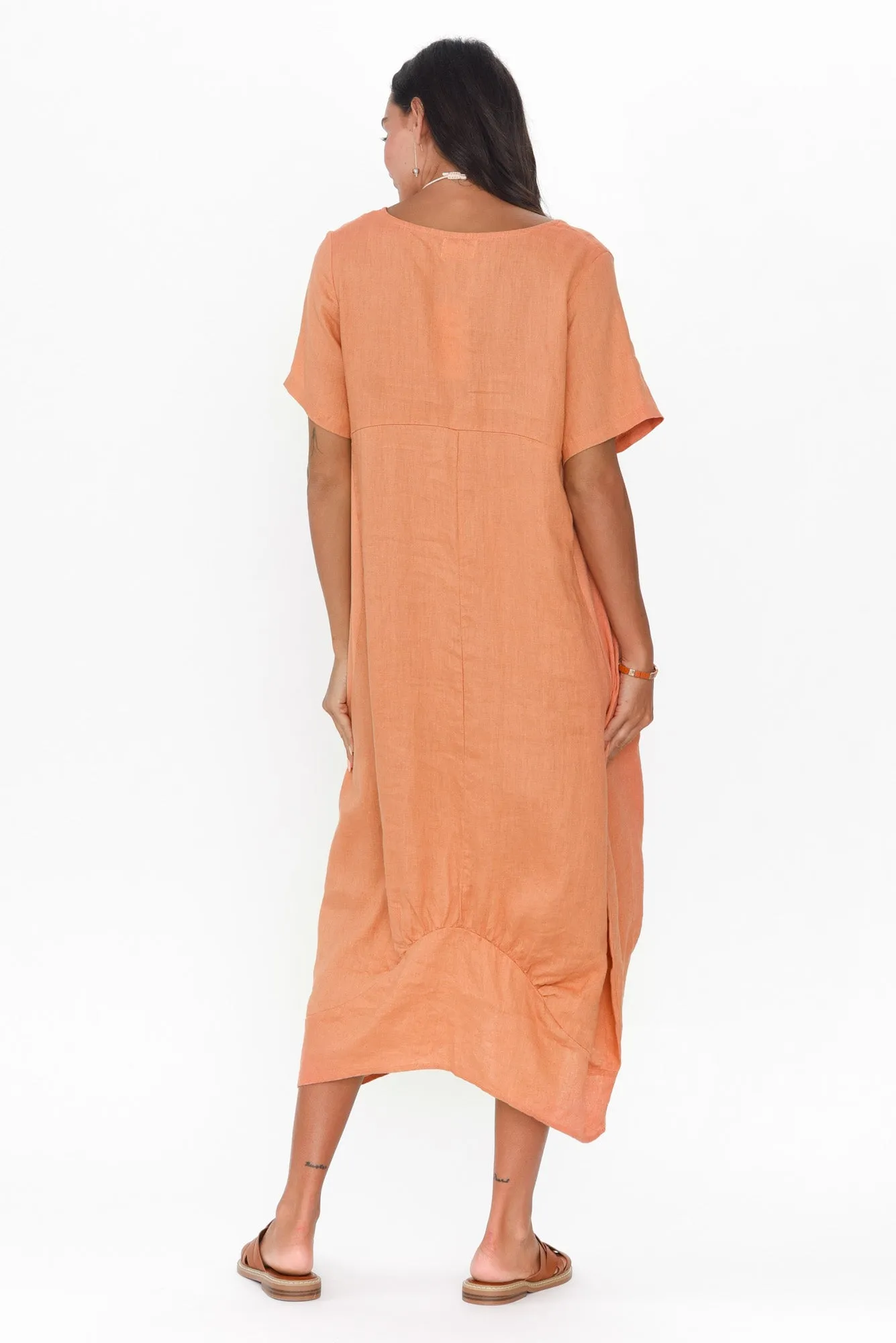 Kandace Orange Linen Pocket Dress sold by Blue Bungalow product image thumbnail 4