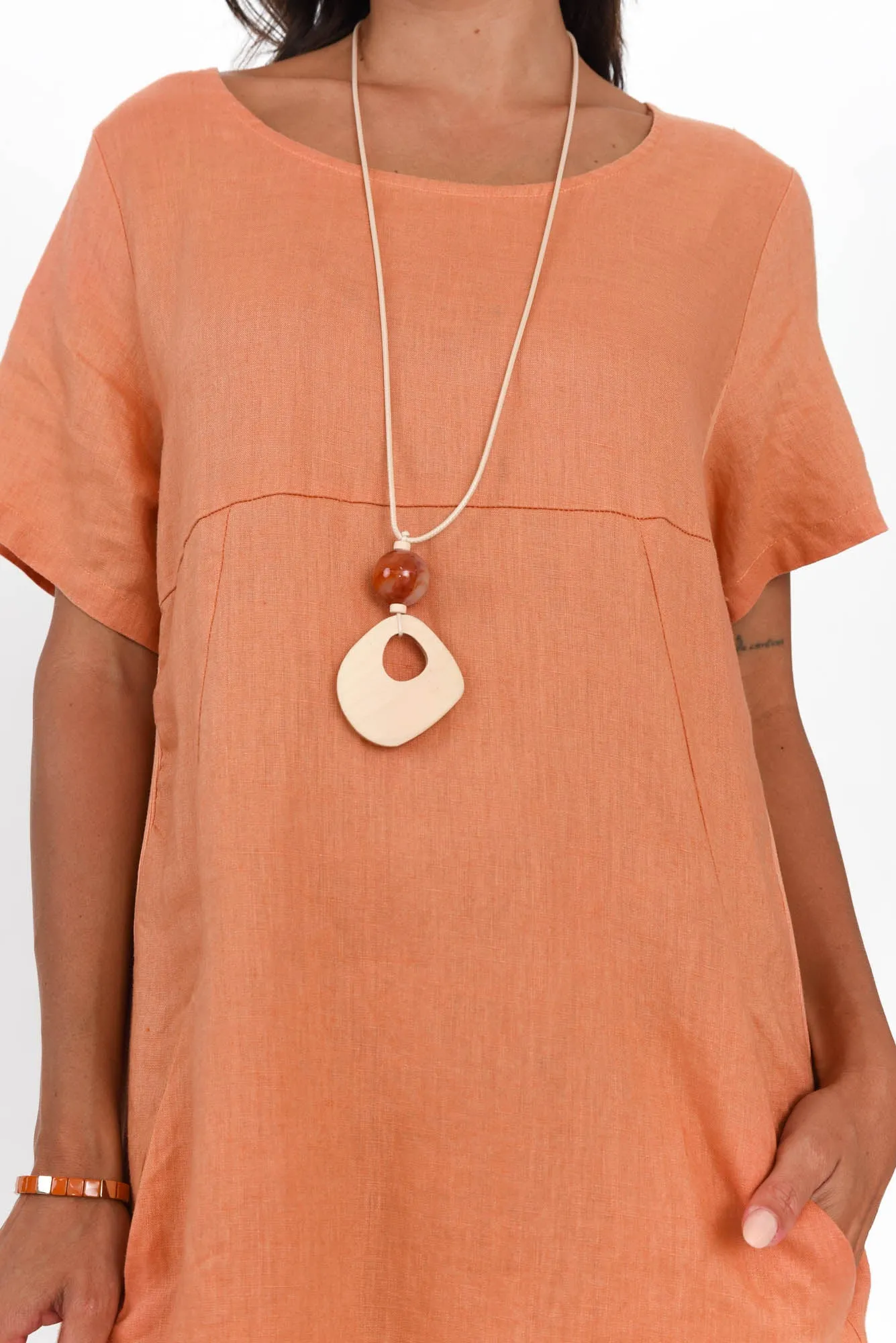 Kandace Orange Linen Pocket Dress sold by Blue Bungalow product image thumbnail 5