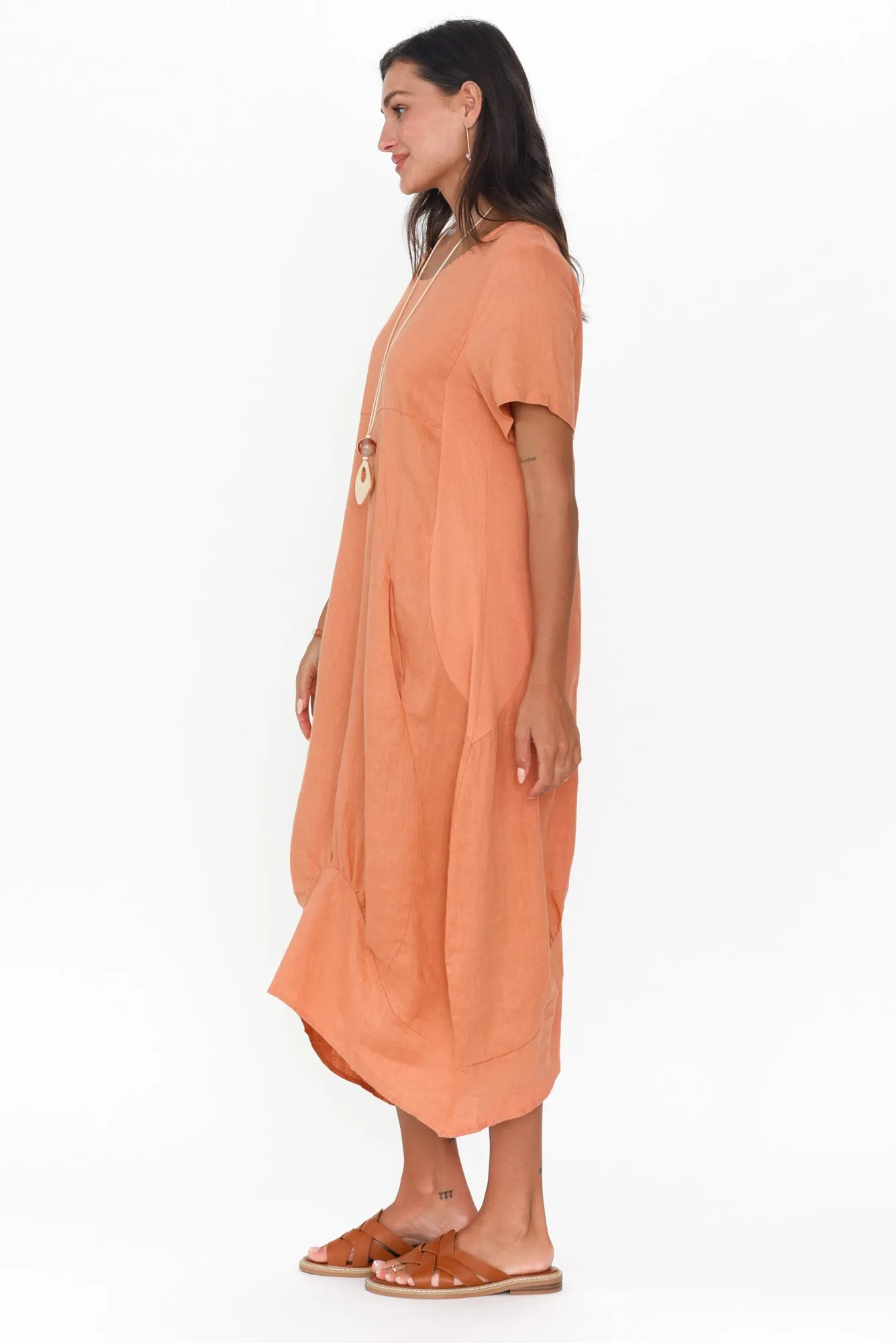 Kandace Orange Linen Pocket Dress sold by Blue Bungalow product image thumbnail 3
