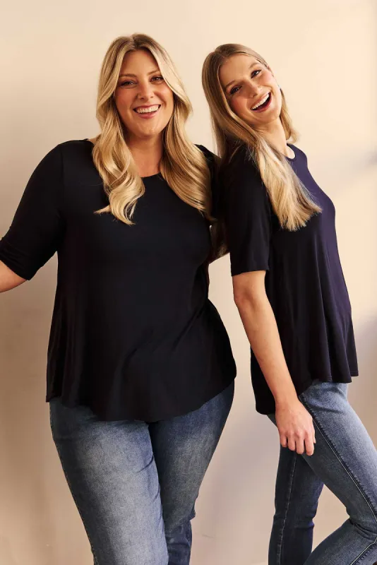 Buttery Navy Half Sleeve Tee sold by Blue Bungalow