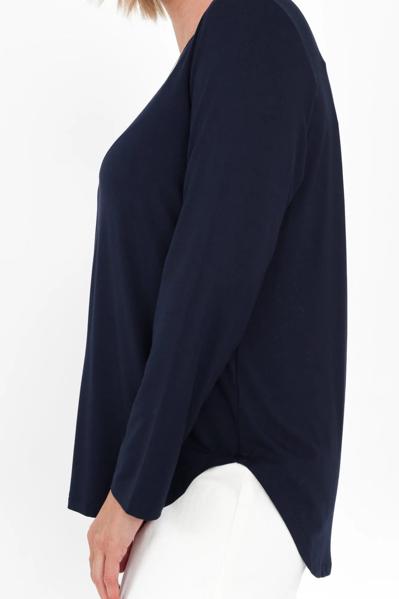 Adele Navy Long Sleeve Bamboo Tee sold by Blue Bungalow product image thumbnail 5