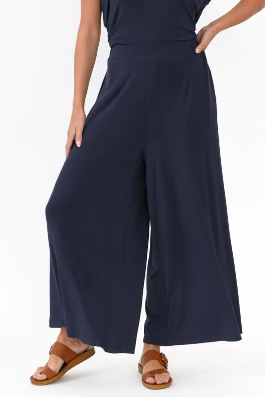 Lowen Navy Modal Wide Leg Pants sold by Blue Bungalow