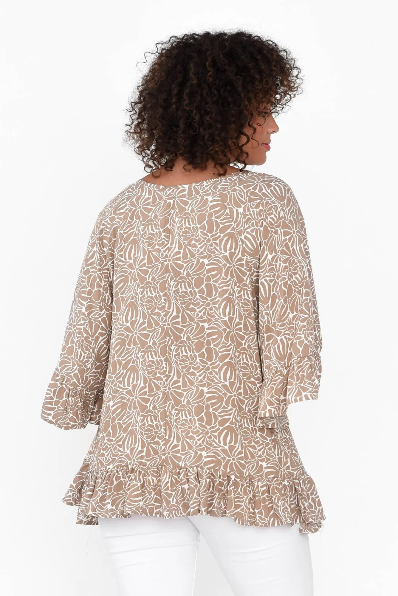 Nesryn Tan Botanical Tassel Ruffle Top sold by Blue Bungalow product image thumbnail 4