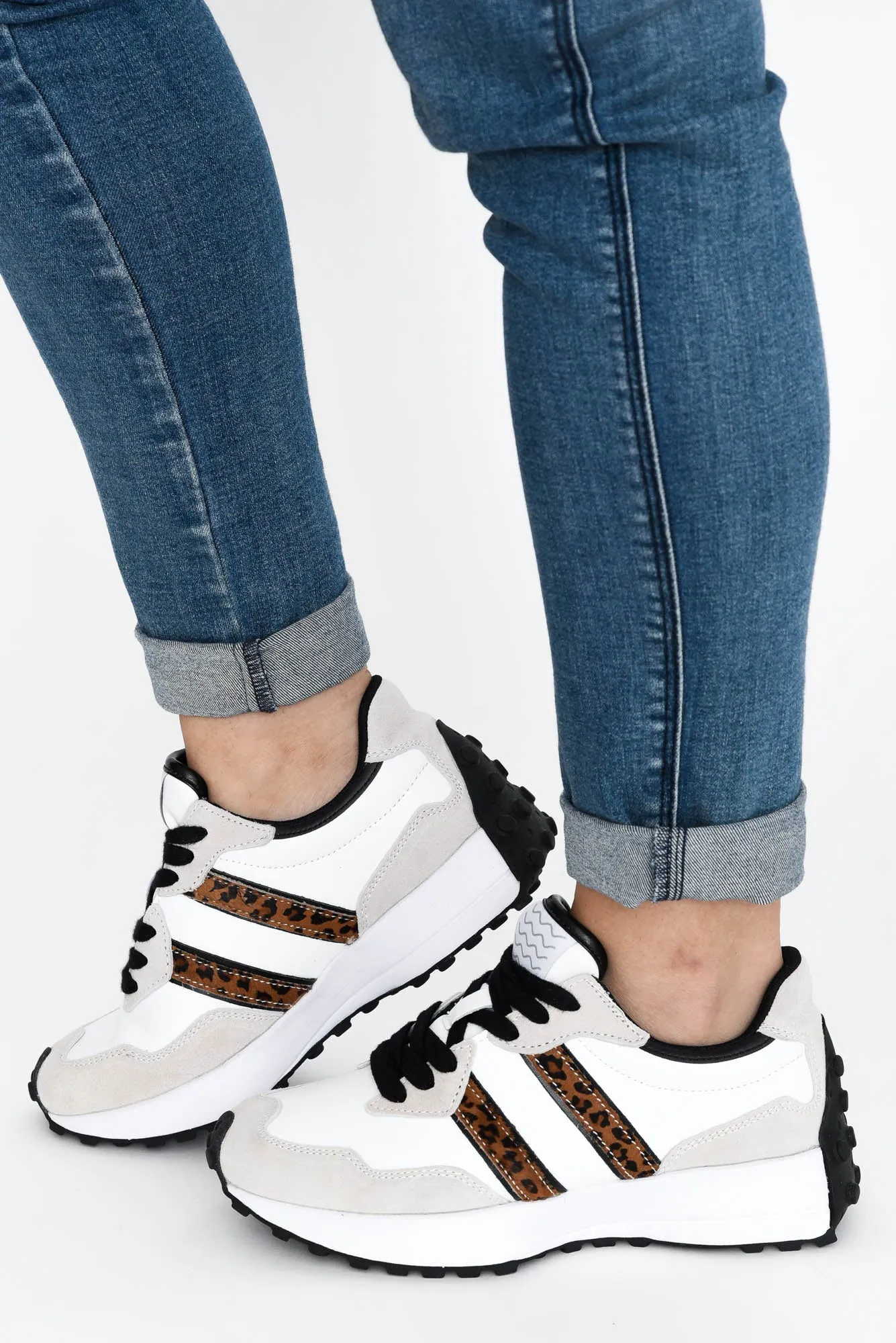 Flex White Leopard Leather Sneaker sold by Blue Bungalow product image thumbnail 3