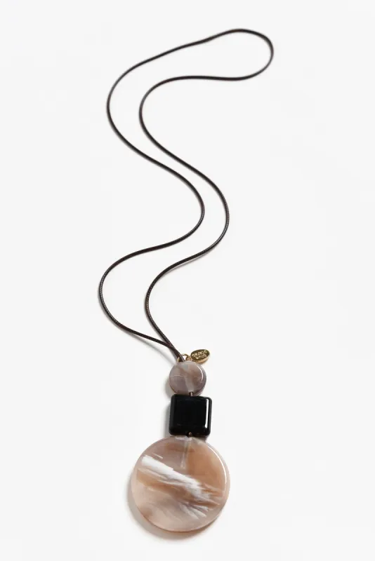 Chantelle Taupe Resin Disc Necklace sold by Blue Bungalow