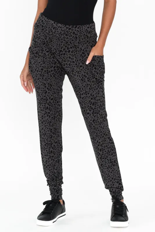 Gaga Grey Leopard Bamboo Sweat Pants sold by Blue Bungalow