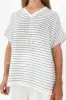 Hanley White Stripe Linen Blend Top sold by Blue Bungalow