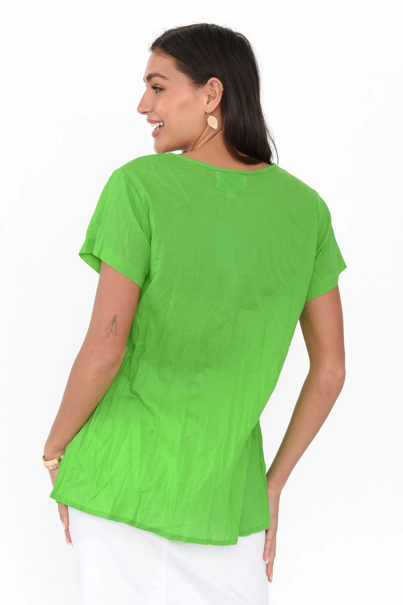 Fia Lime Crinkle Cotton Top sold by Blue Bungalow product image thumbnail 5