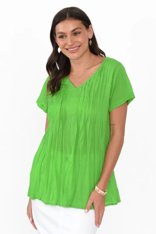 Fia Lime Crinkle Cotton Top sold by Blue Bungalow