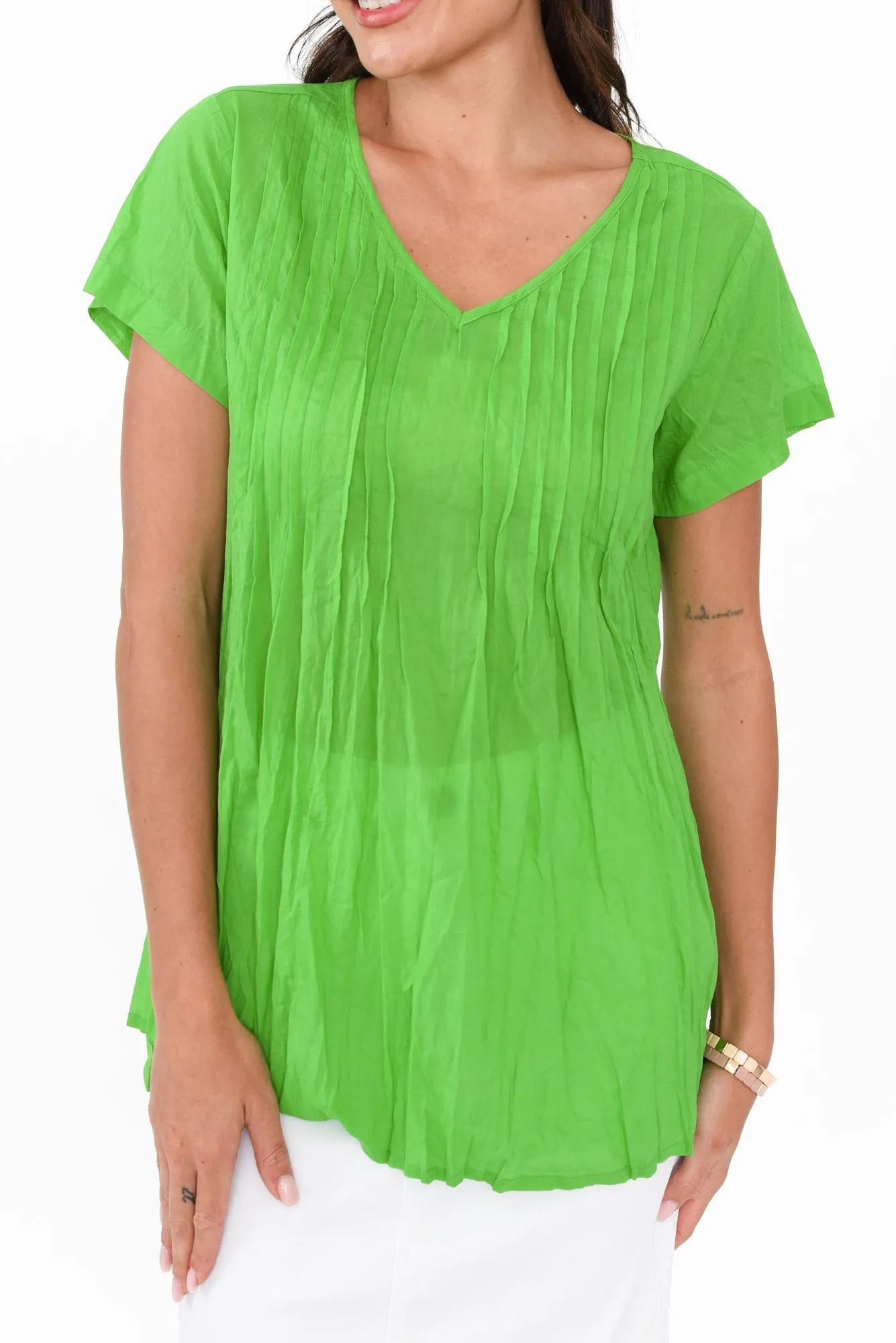 Fia Lime Crinkle Cotton Top sold by Blue Bungalow product image thumbnail 3
