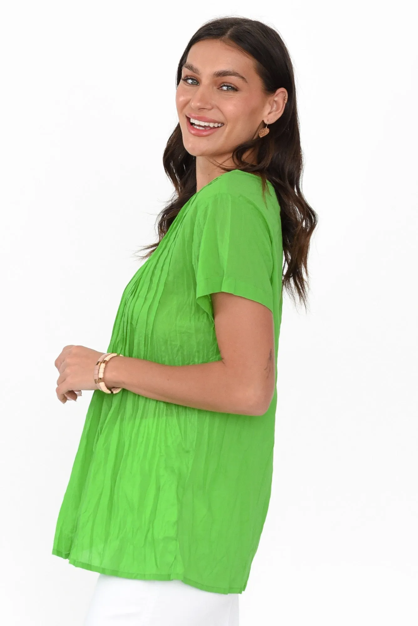 Fia Lime Crinkle Cotton Top sold by Blue Bungalow product image thumbnail 4
