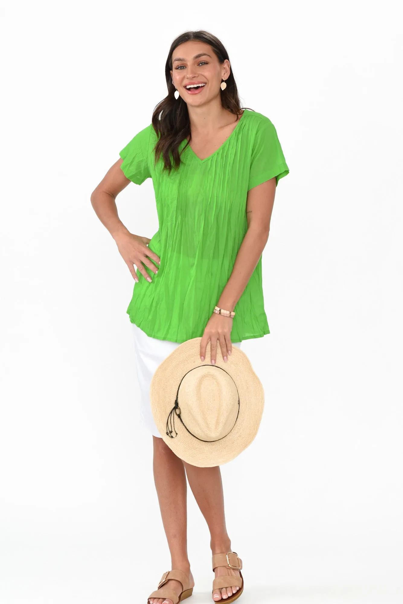 Fia Lime Crinkle Cotton Top sold by Blue Bungalow product image thumbnail 2