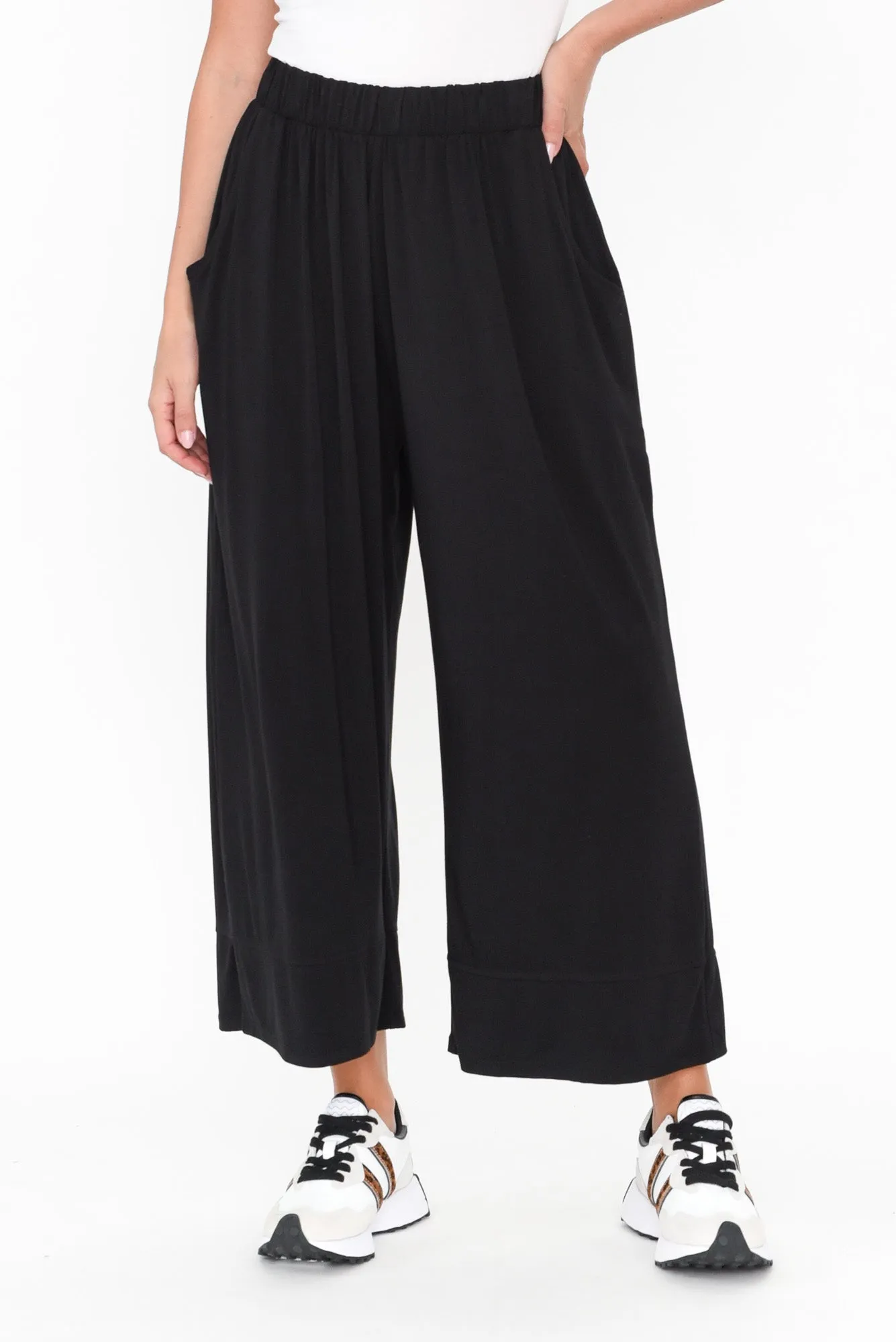 Astrid Black Bamboo Wide Leg Pants sold by Blue Bungalow