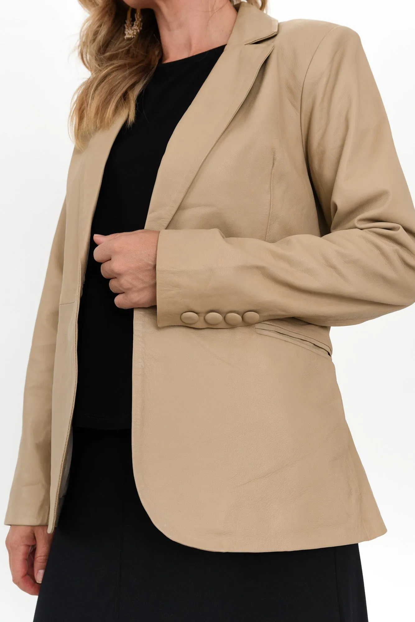 Vega Oat Leather Blazer sold by Blue Bungalow product image thumbnail 4