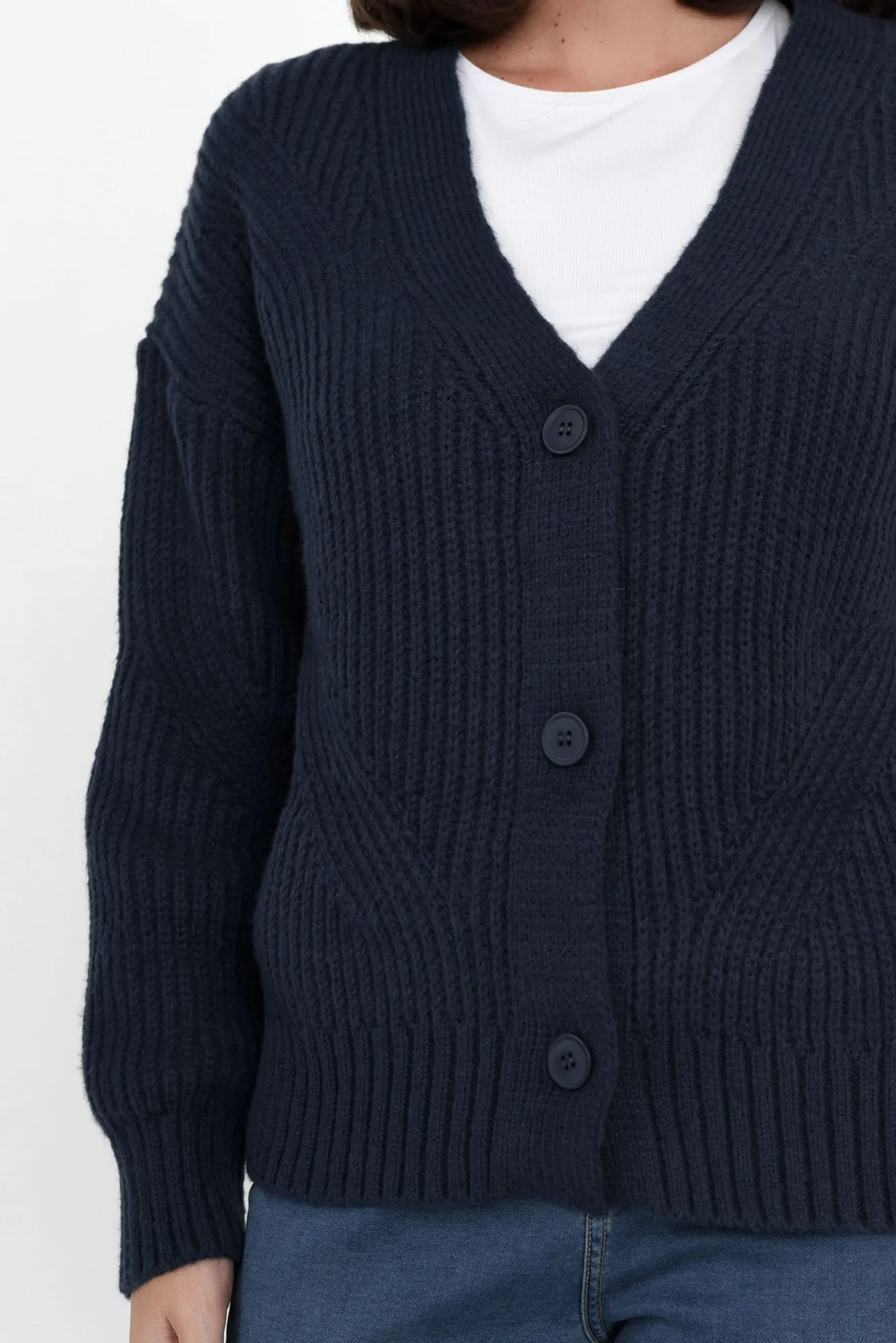 Shara Navy Knit Button Cardigan sold by Blue Bungalow product image thumbnail 5