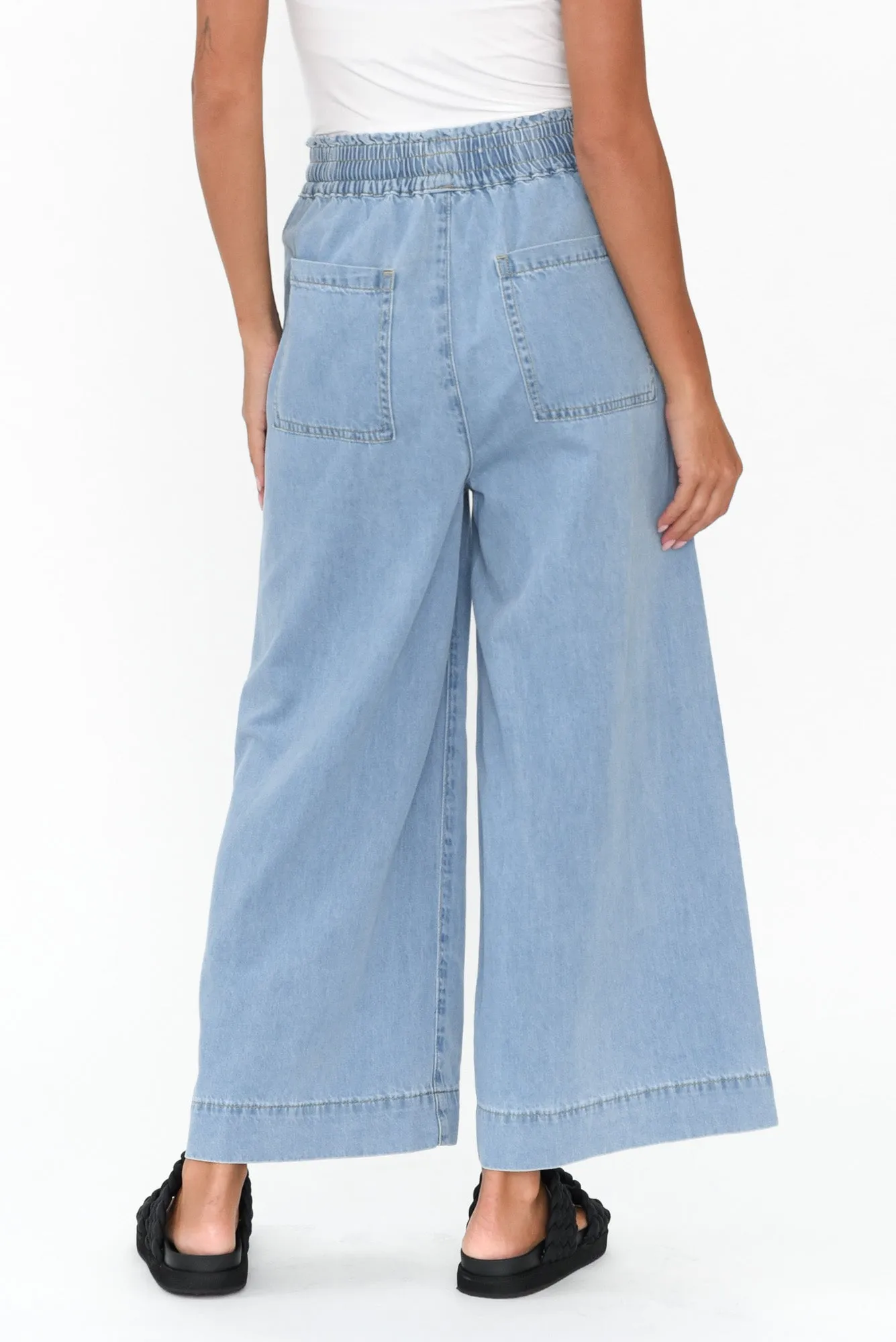 Greta Light Denim Wide Leg Pants sold by Blue Bungalow product image thumbnail 5