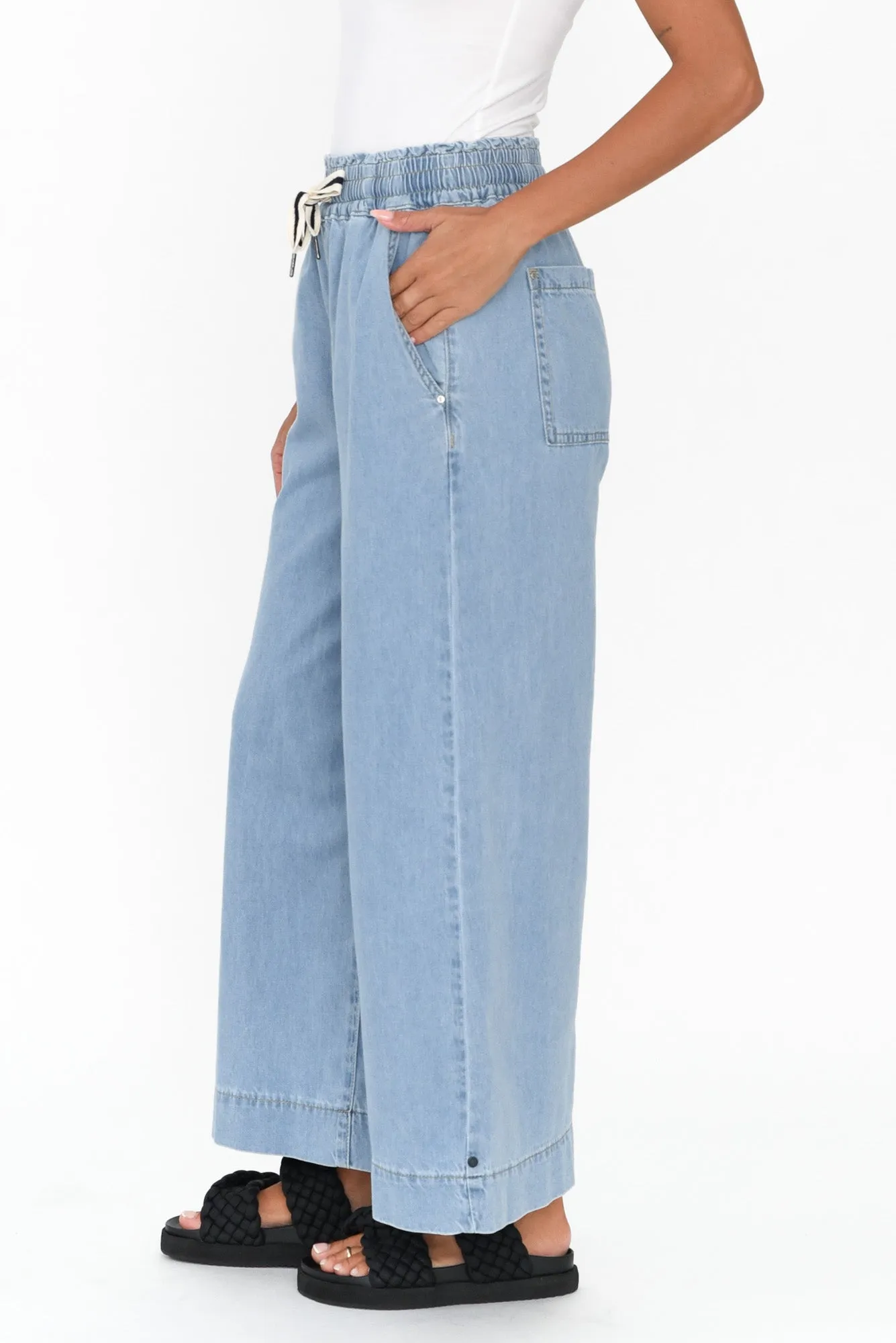 Greta Light Denim Wide Leg Pants sold by Blue Bungalow product image thumbnail 4