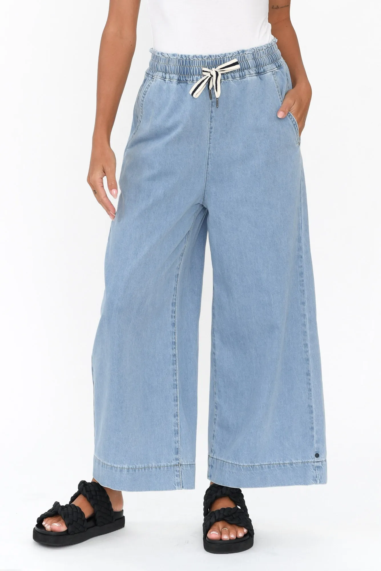 Greta Light Denim Wide Leg Pants sold by Blue Bungalow