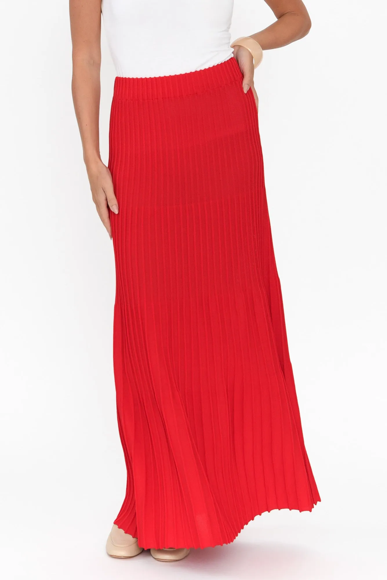 Pimm Red Knit Skirt sold by Blue Bungalow product image thumbnail 2