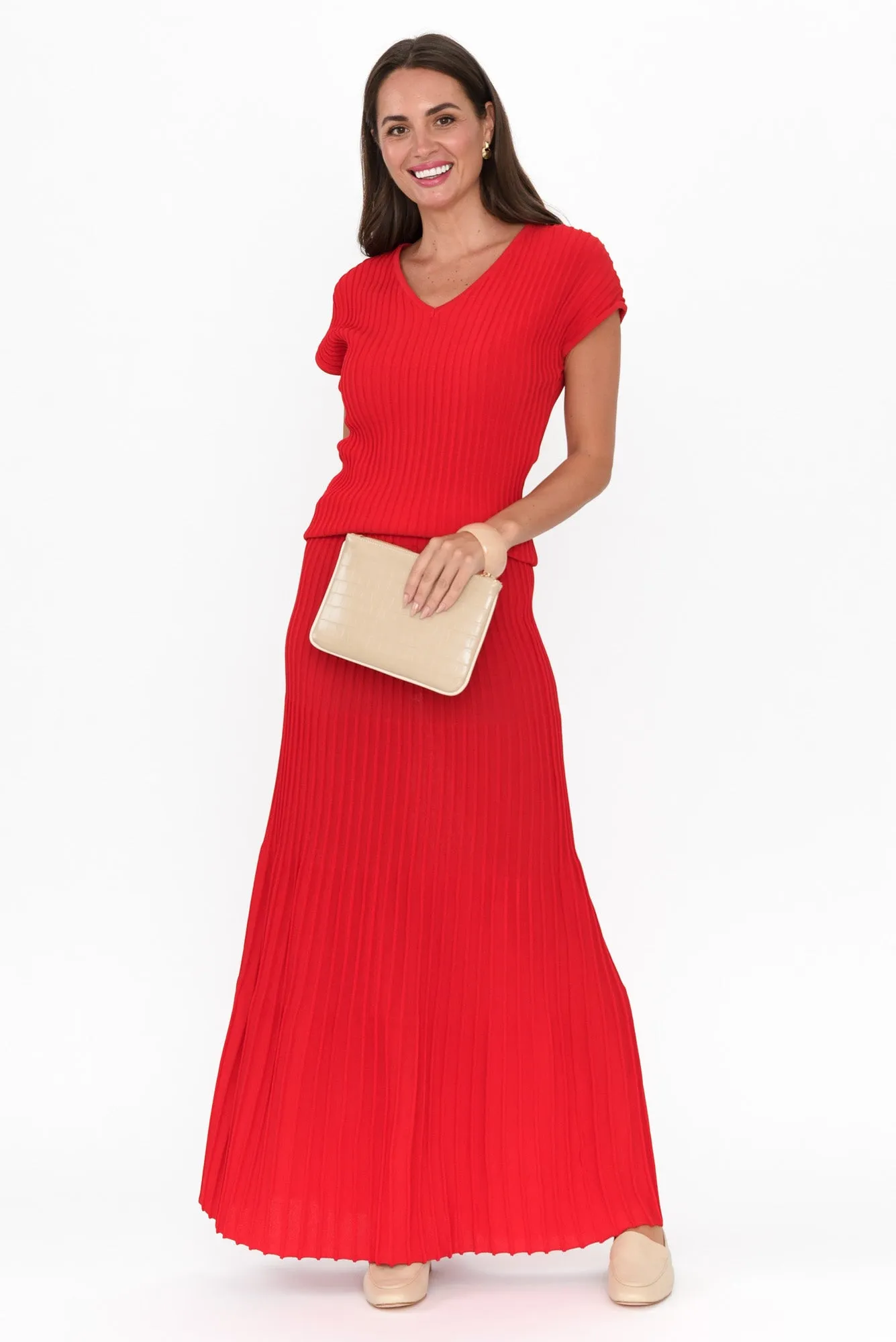 Pimm Red Knit Skirt sold by Blue Bungalow product image thumbnail 3