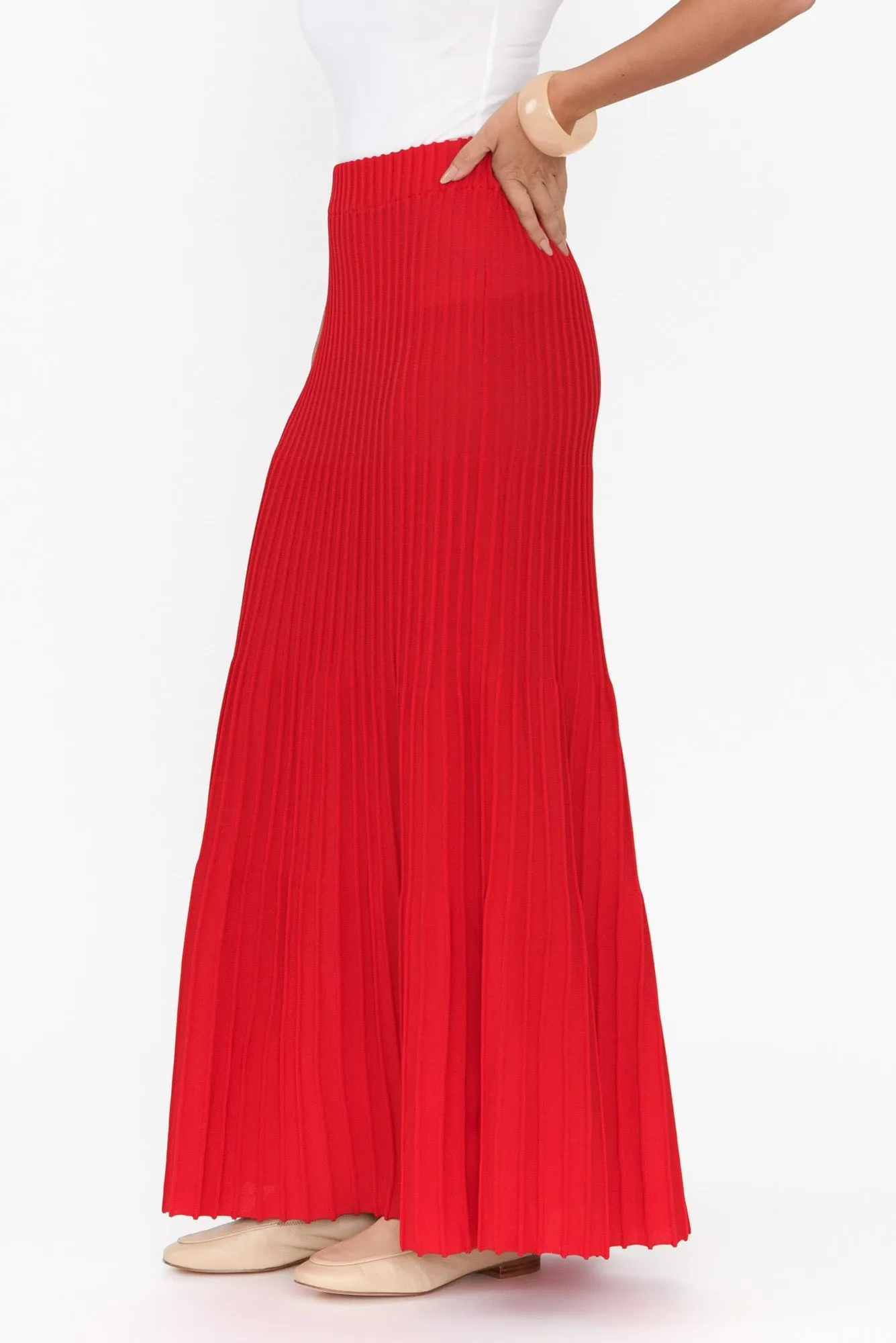 Pimm Red Knit Skirt sold by Blue Bungalow product image thumbnail 5