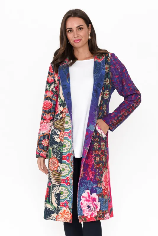 Corlis Pink Floral Cotton Pocket Coat sold by Blue Bungalow