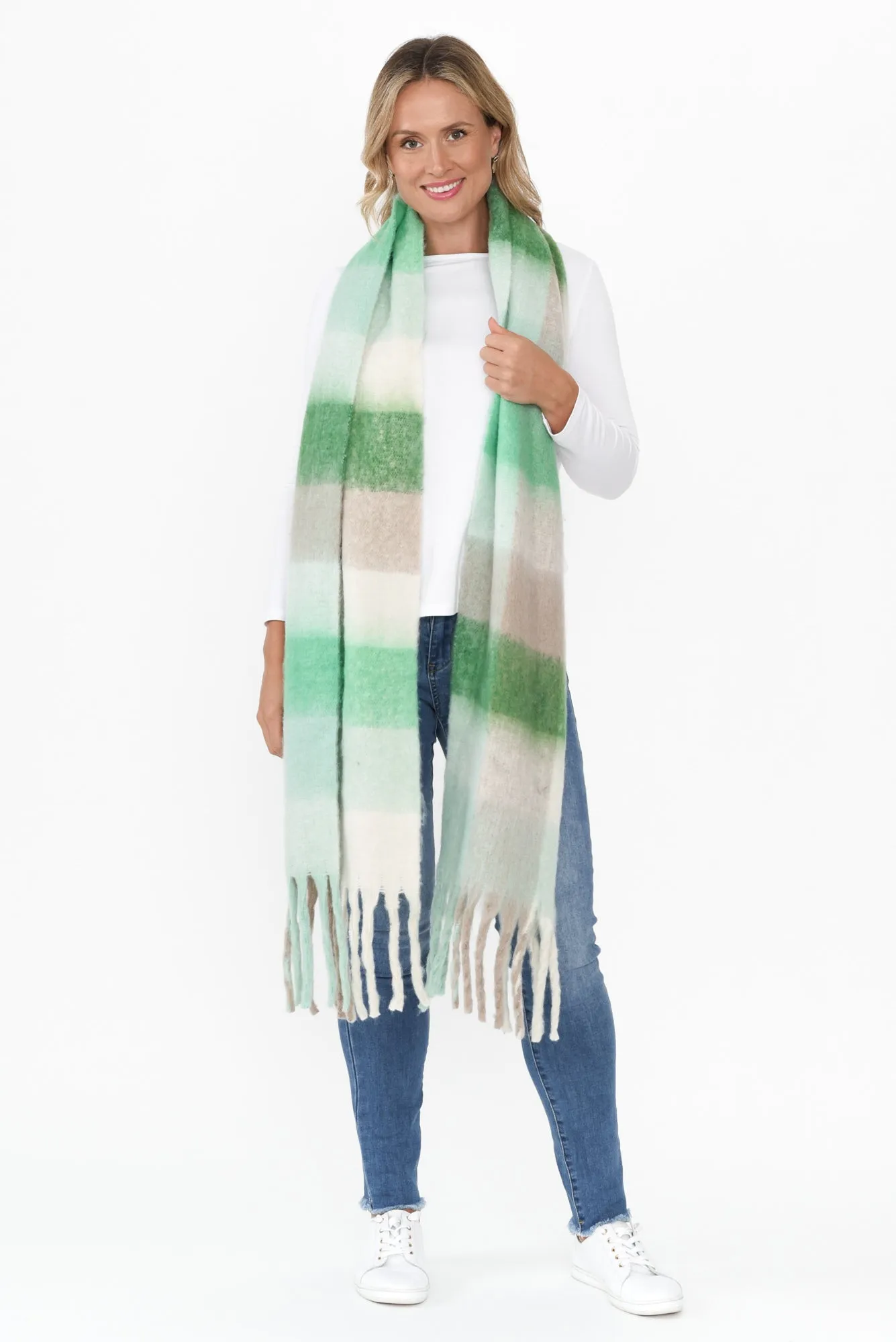 Rois Green Check Scarf sold by Blue Bungalow product image thumbnail 2
