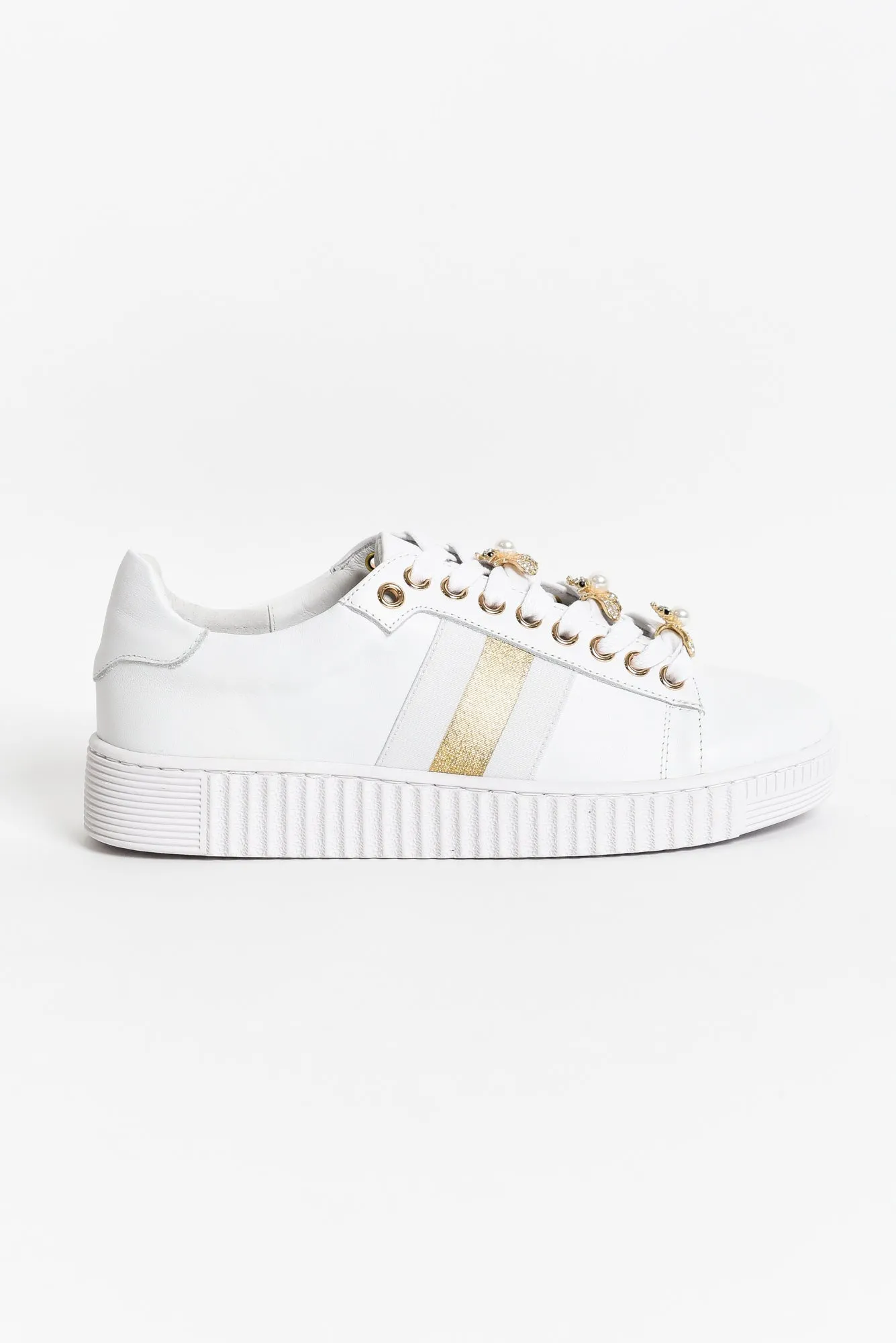 Bee White Stripe Leather Sneaker sold by Blue Bungalow product image thumbnail 3