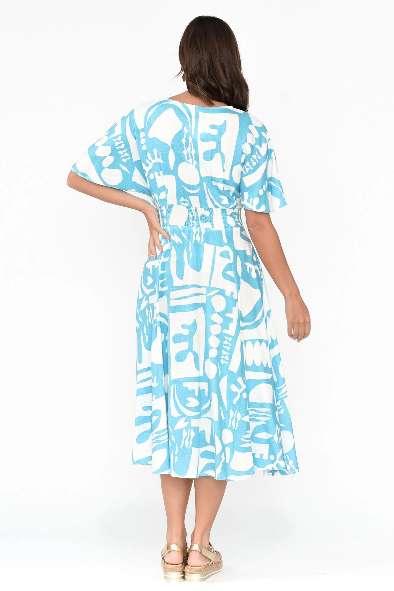 Joel Blue Abstract Button Dress sold by Blue Bungalow product image thumbnail 5