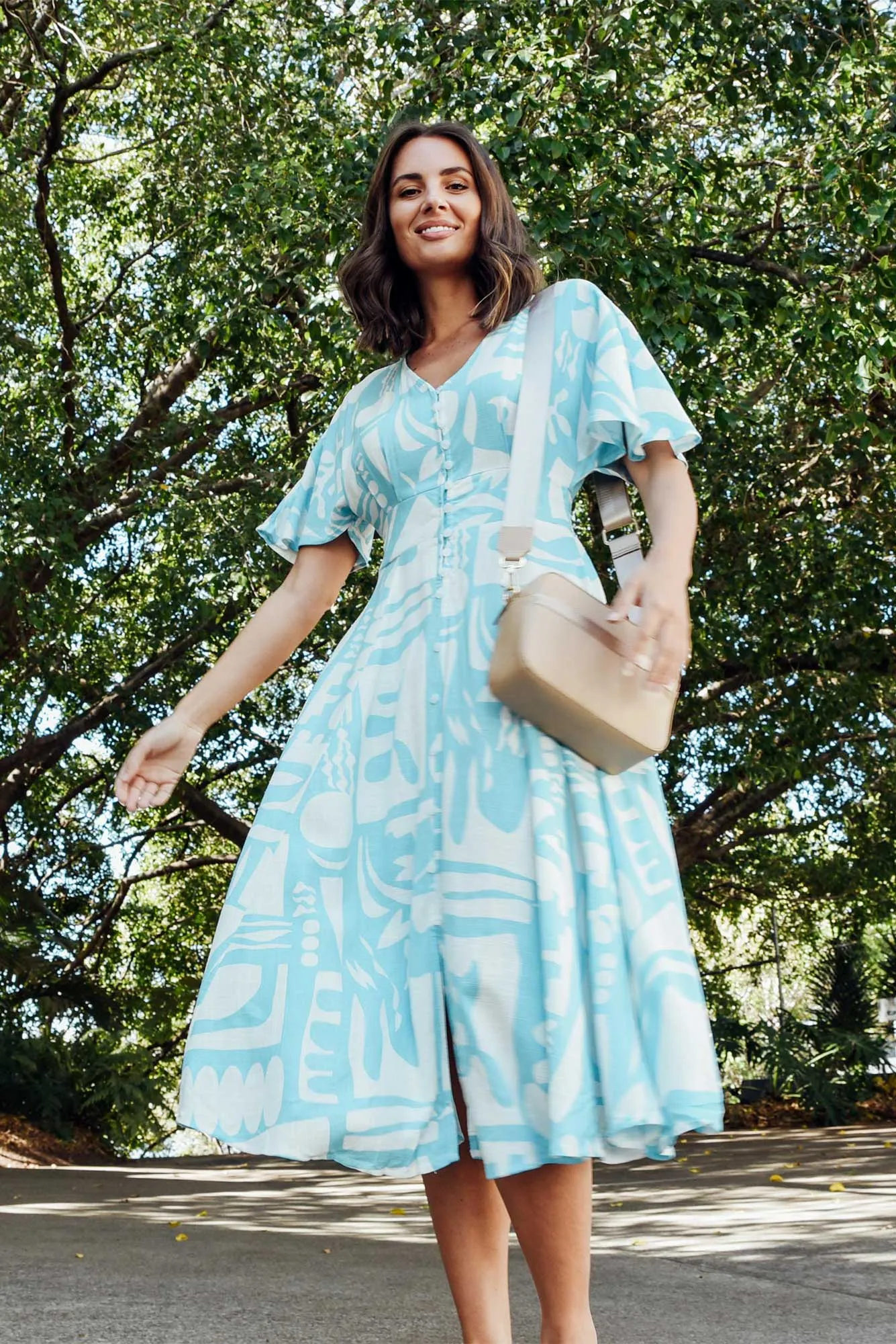 Joel Blue Abstract Button Dress sold by Blue Bungalow