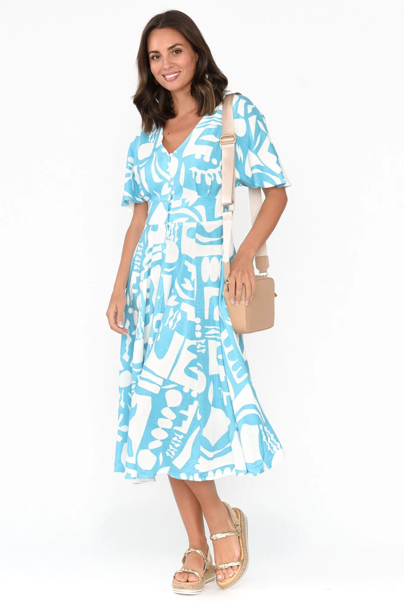 Joel Blue Abstract Button Dress sold by Blue Bungalow product image thumbnail 2