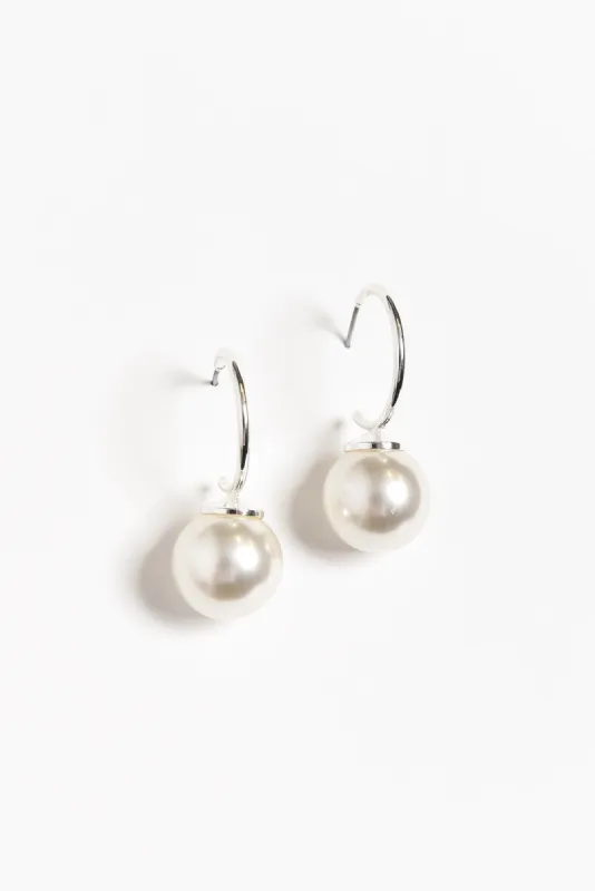 Kora Silver Pearl Hoop Earrings sold by Blue Bungalow