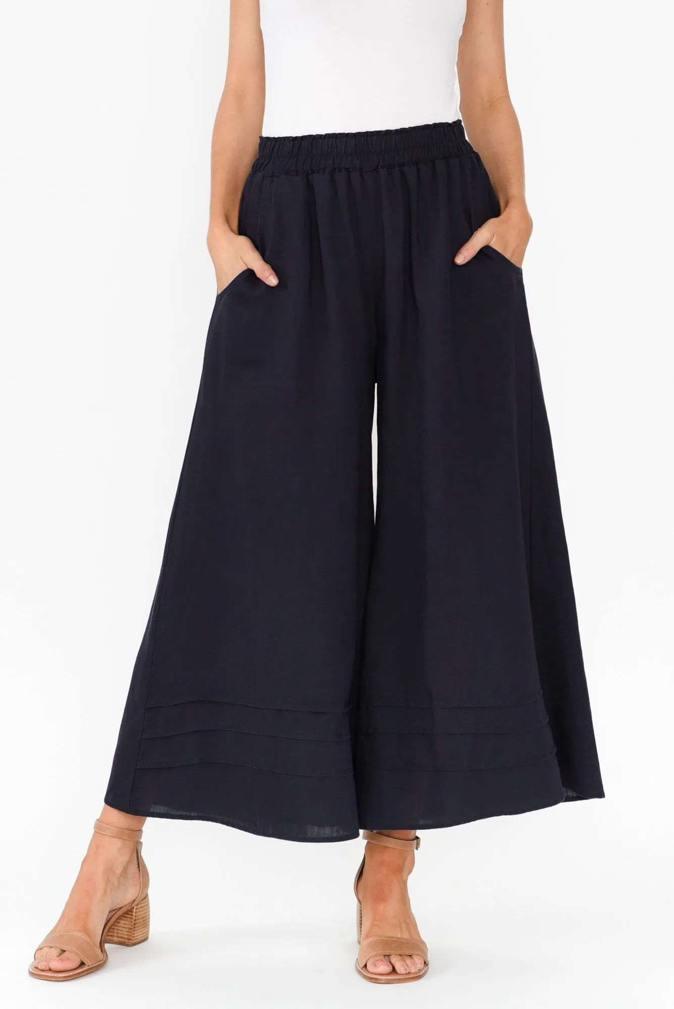 Kaleo Navy Linen Blend Pants sold by Blue Bungalow