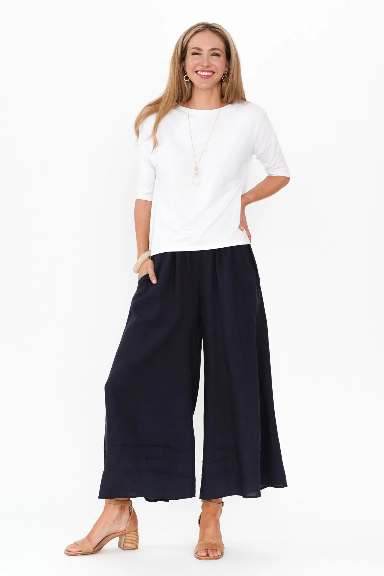 Kaleo Navy Linen Blend Pants sold by Blue Bungalow product image thumbnail 2