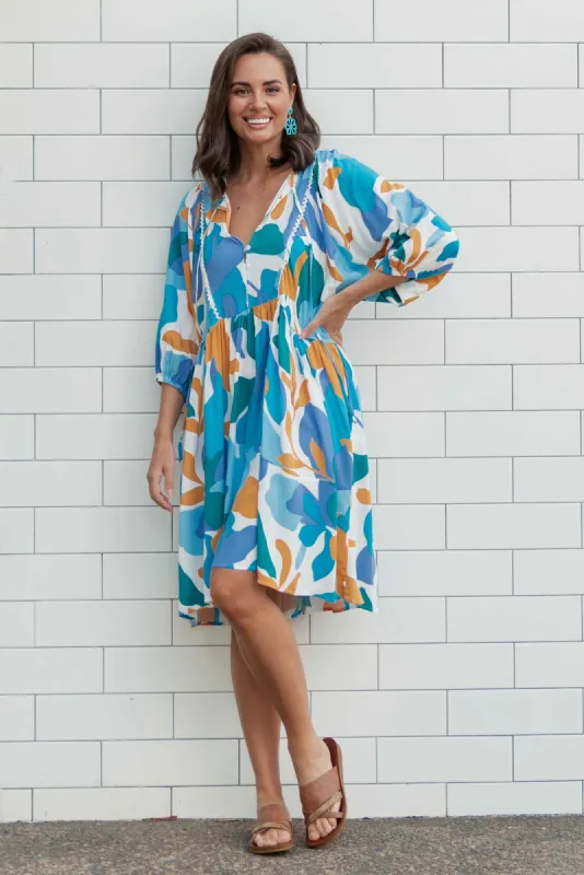 Lyric Blue Leaf Pocket Dress sold by Blue Bungalow
