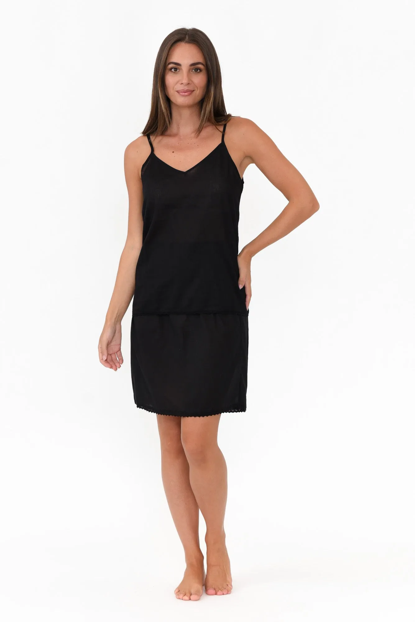 Black Cotton Slip Skirt sold by Blue Bungalow product image thumbnail 2