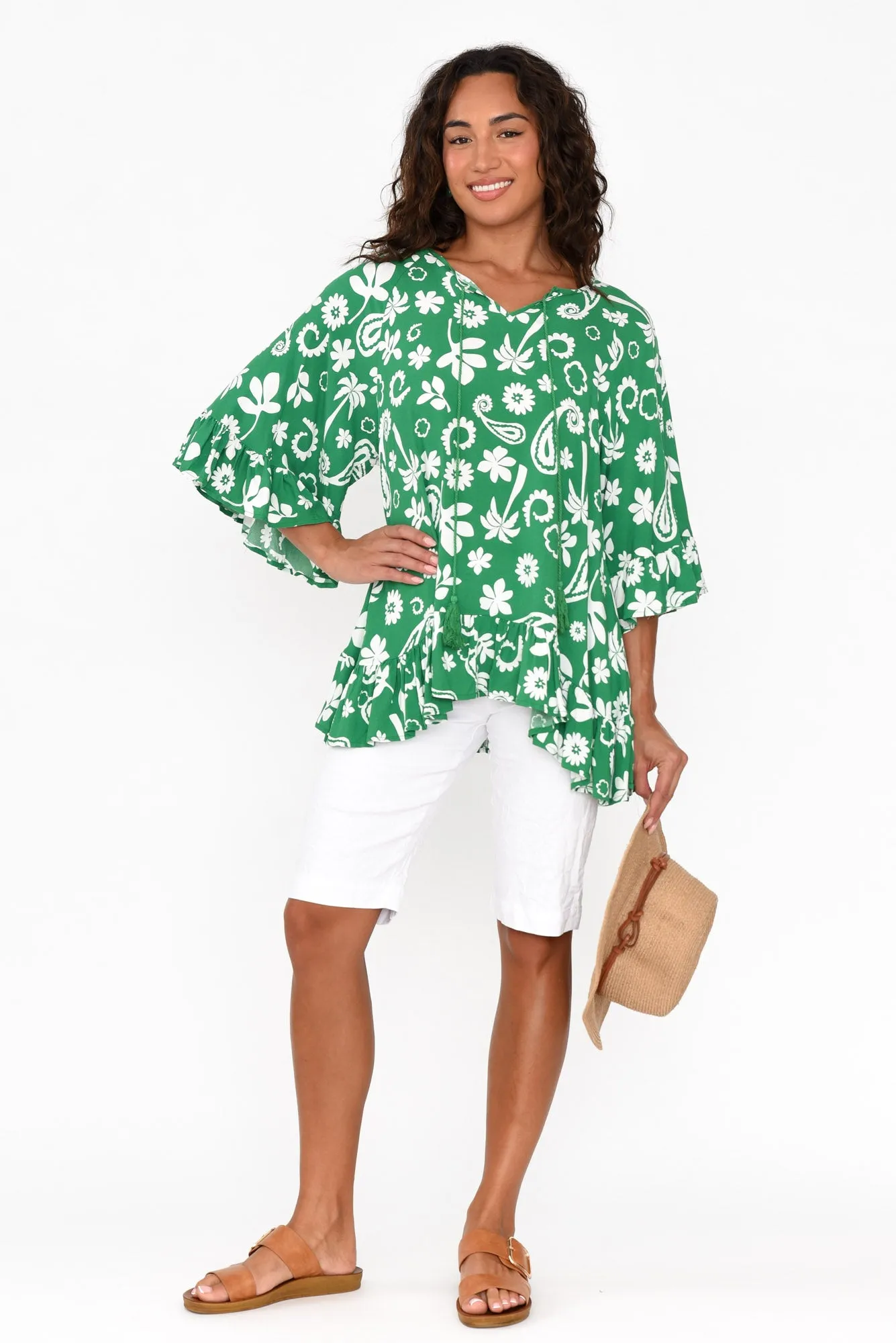 Asha White Cotton Blend Drawstring Shorts sold by Blue Bungalow product image thumbnail 3