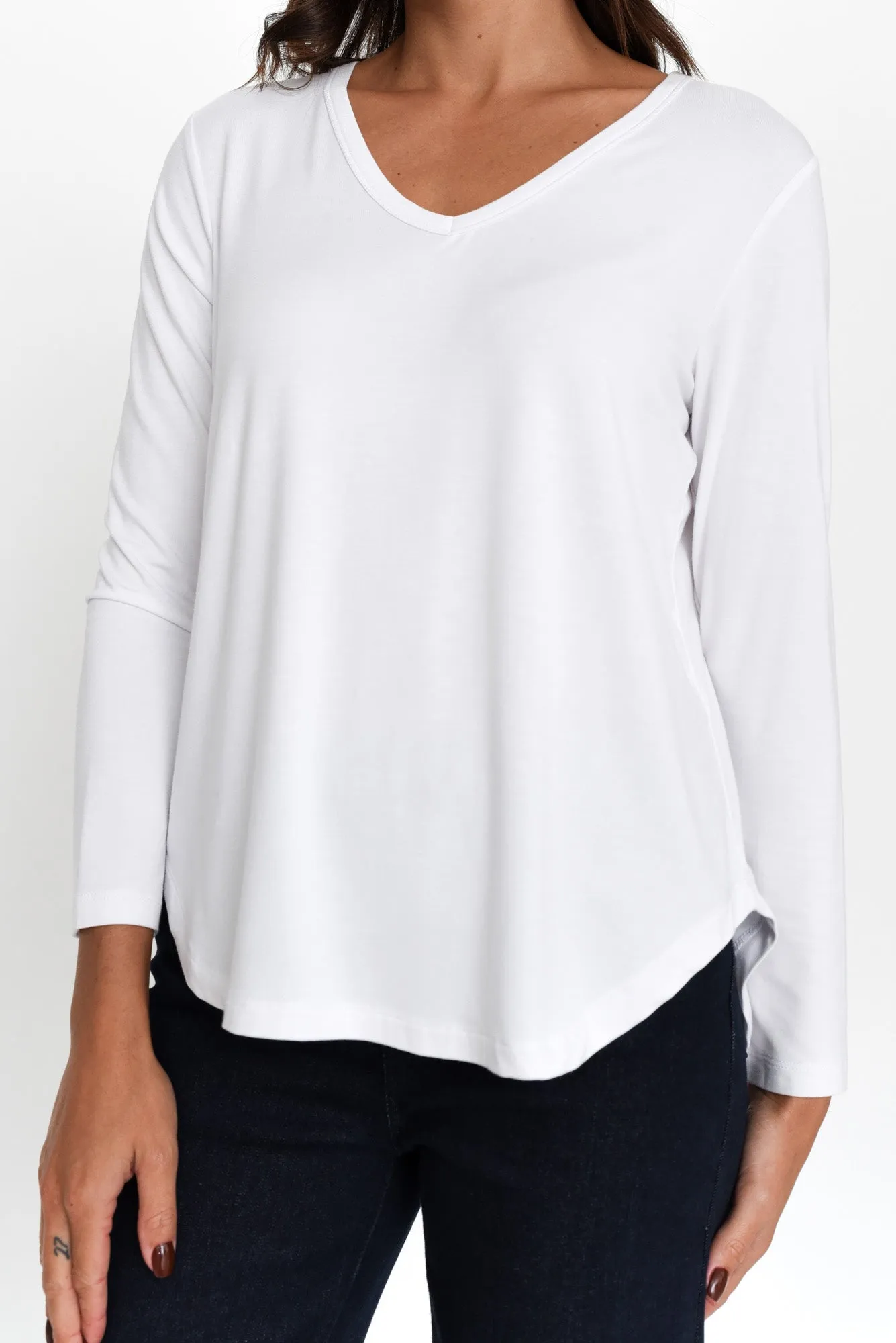 Sia White Bamboo V Neck Top sold by Blue Bungalow product image thumbnail 5