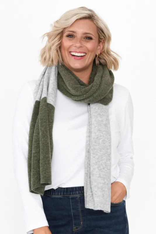 Silis Khaki Splice Scarf sold by Blue Bungalow